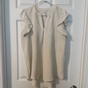 Chic Cream Ruffle Sleeve Blouse